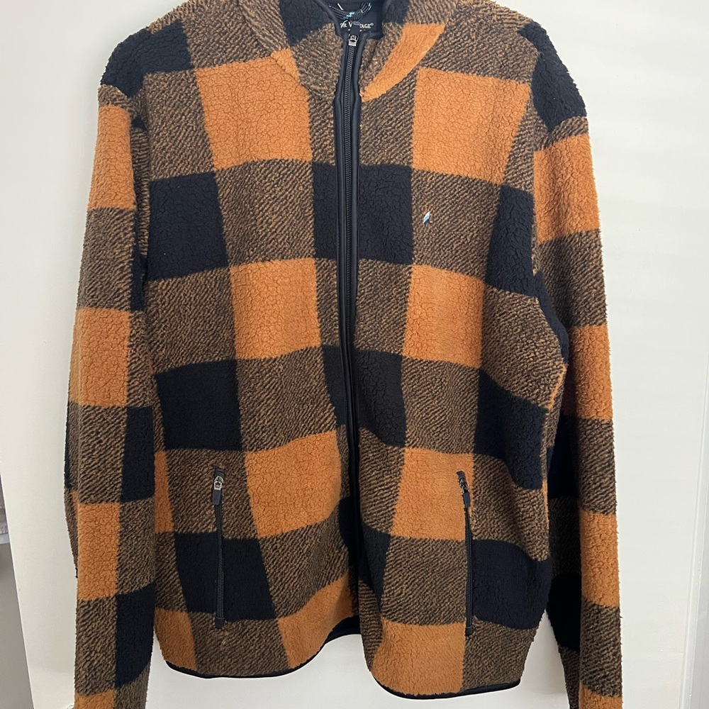 Tailor Vintage Black and Brown Zip Up Sweater